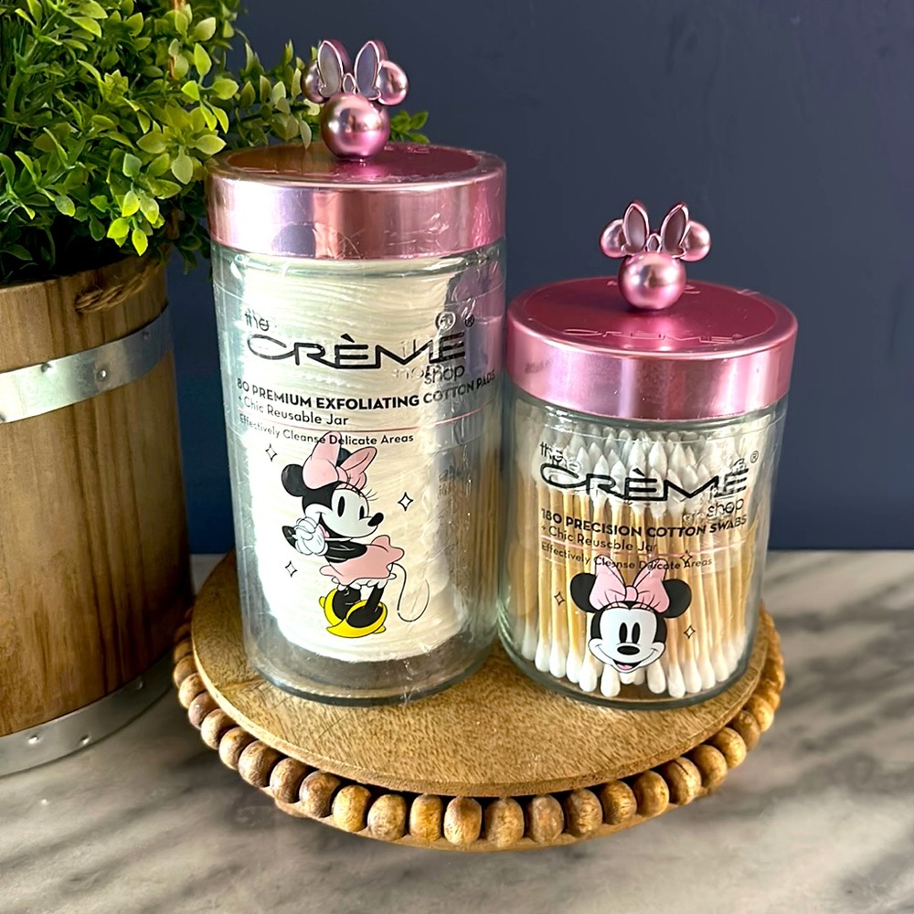 Disney Minnie Mouse x creme shop reusable jar cotton pads and swabs